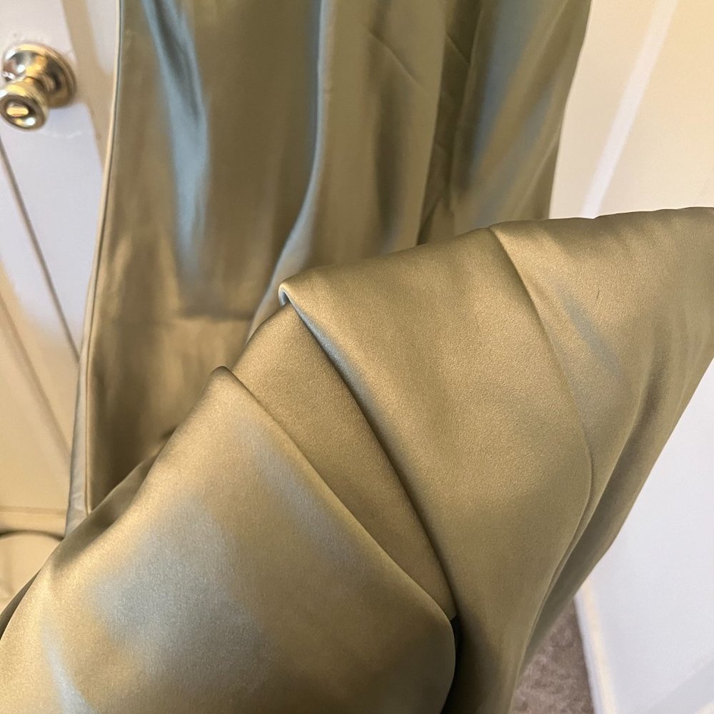 Reformation Satin Olive Slip Maxi Dress - Picture 8 of 9